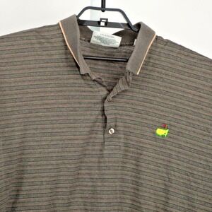 Slazenger Augusta National Golf Shop Polo Mens XL Brown Striped Masters Logo